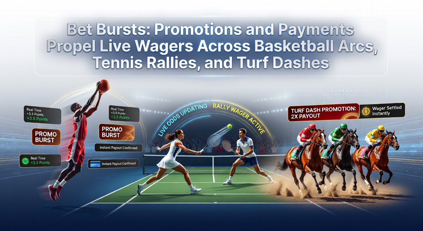 Live weddenschapsscherm met basketbalactie, tennisrally en paardenrennen in volle gang, promoties knipperend op het display