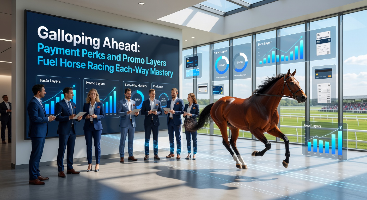 Close-up van een each-way bet slip op een mobiel scherm, met promotie-banners en snelle betaalopties zichtbaar