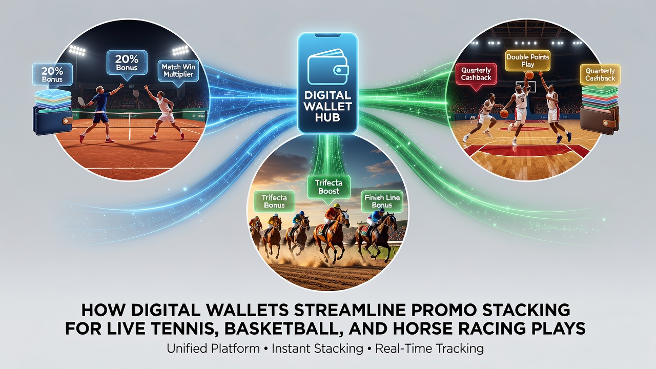 Promo-stapelen met digitale wallets tijdens live basketbal en tennis